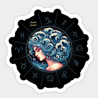 ZODIAC Aquarius - Astrological AQUARIUS - AQUARIUS - ZODIAC sign - Van Gogh style - 6 Sticker